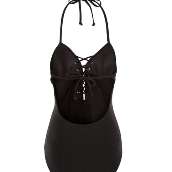 New Look Black Lace Up One Piece Swimsuit NWT - Picture 3 of 10